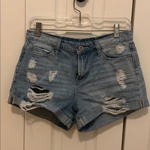 Medium Rise Denim Shorts